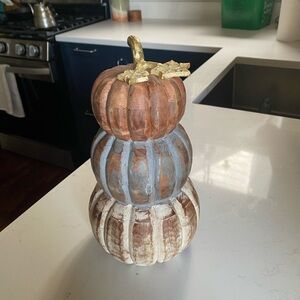 Stacked Pumpkin Decor with Gold Stem
